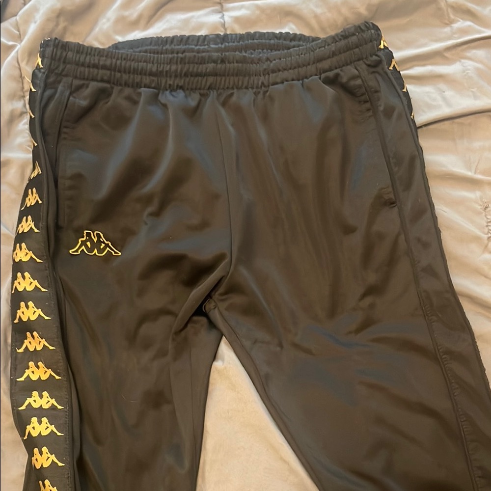 Kappa Black Joggers with Yellow Accents